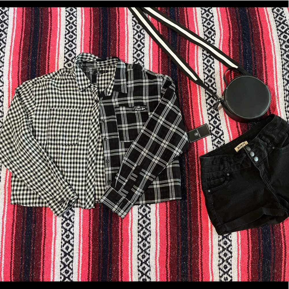 Volcom Crop Plaid Button Down Flannel